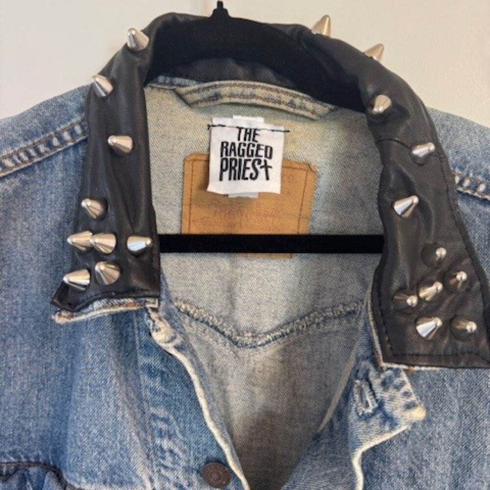Ragged Priest Oversized Vintage Levi Blue Denim Jacket with Studs